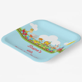 Plato De Papel Animal Circus Train Kids Birthday in Red