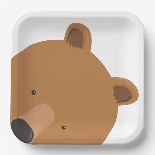 Plato De Papel Animal Cute Bear Face (Anverso)
