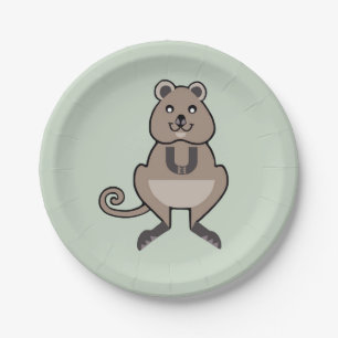 Plato De Papel Animal - Cute - happy QUOKKA - Placa de papel