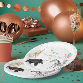 Plato De Papel Animal de Fiesta Simple Moderno Acuarela