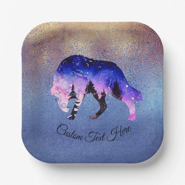 Plato De Papel Animal espiritual místico del lobo (Anverso)