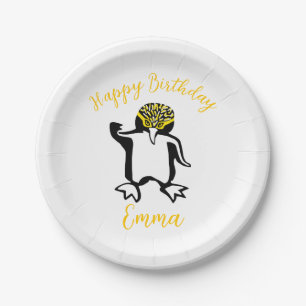 Plato De Papel animal fiesta - Cute PENGUIN - Cumpleaños feliz -