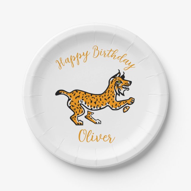 Plato De Papel Animal - Guay Iberian LYNX - Feliz cumpleaños - (Anverso)