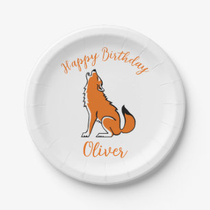 Plato De Papel Animal - Guay Red WOLF - Feliz cumpleaños -