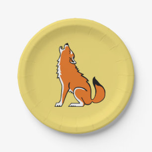 Plato De Papel ¡Animal! Guay Red WOLF - Wildlife -Amarillo