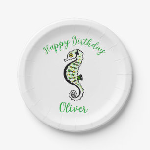 Plato De Papel Animal - Guay SEAHORSE - Feliz cumpleaños -