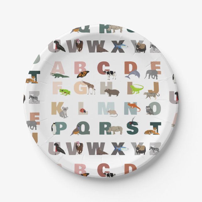 Plato De Papel Animales ABC Cute Alphabet (Anverso)