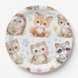 Plato De Papel Animales Adorables Patrón Lindo