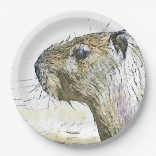 Plato De Papel animales alterados fascinantes - Capybara