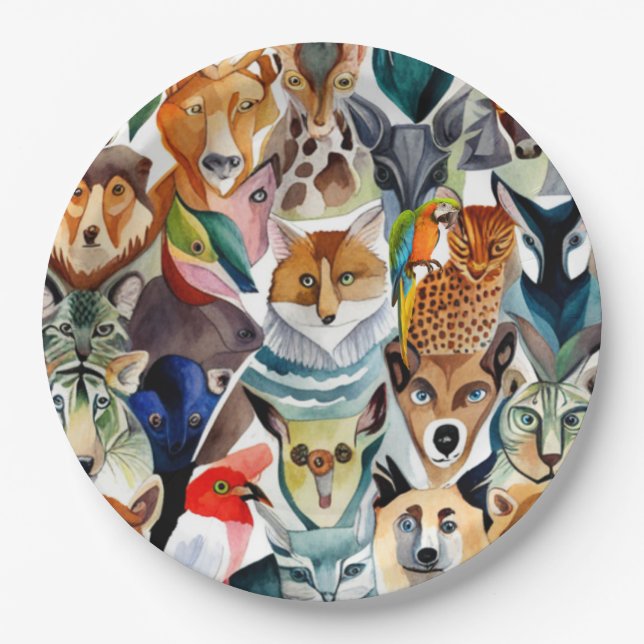 Plato De Papel Animales asombrosos (Anverso)
