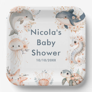 Plato De Papel Animales Bajo El Mar Baby Shower