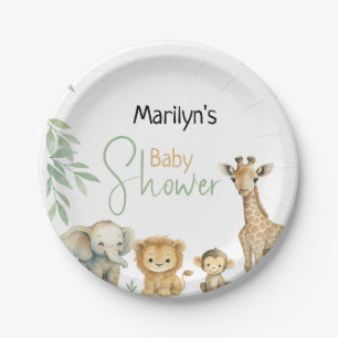 Plato De Papel Animales Bebés Tiernos para Baby Shower