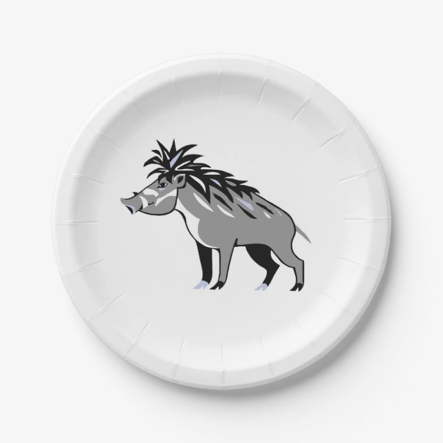 Plato De Papel Animales - CÁLIDO CERDO - Warthog - Vida silvestre (Anverso)