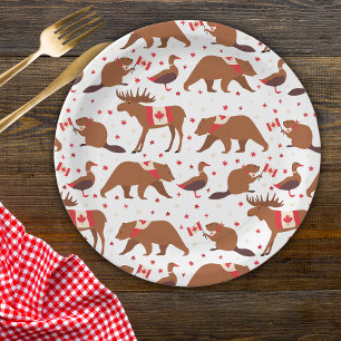Plato De Papel Animales canadienses del Día de Canadá