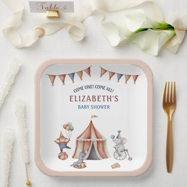 Plato De Papel Animales caprichosos Fiesta de circo Baby Shower (Boda)