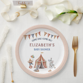 Plato De Papel Animales caprichosos Fiesta de circo Baby Shower