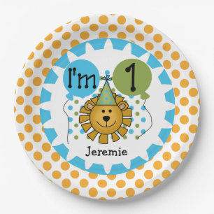 Plato De Papel Animales Circus Lion 1er Placas de papel de cumple