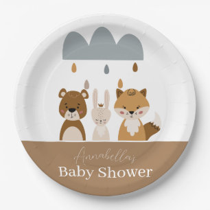 Plato De Papel Animales de bebé de Boho de Woodland Cute