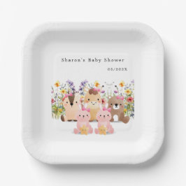 Plato De Papel Animales de bebé y flores silvestres | BABY SHOWER