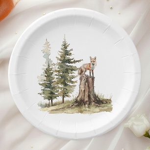 Plato De Papel Animales de bosque forestal Baby Shower de Fox