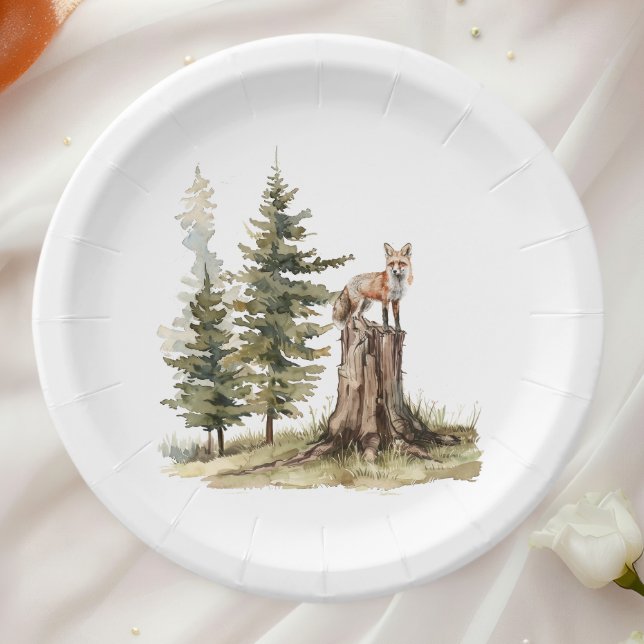 Plato De Papel Animales de bosque forestal | Baby Shower de Fox (Subido por el creador)