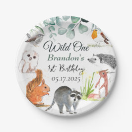 Plato De Papel Animales de Cute Woodland 1 cumpleaños salvaje 1