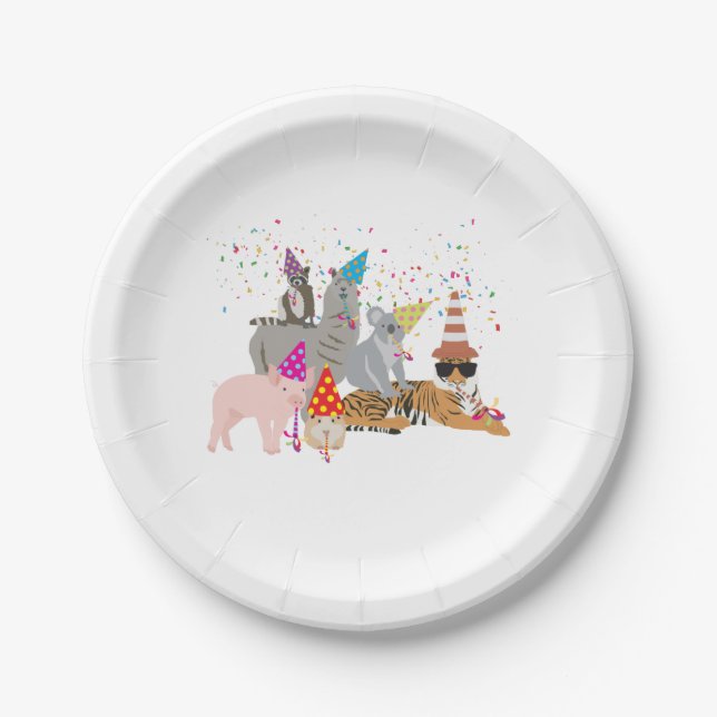 Plato De Papel Animales de fiesta - Animales aburridos que tienen (Anverso)