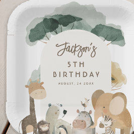 Plato De Papel Animales de fiesta de acuarela Cumpleaños Fiesta d
