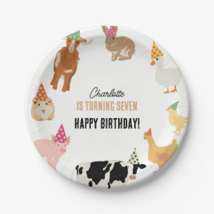 Plato De Papel Animales de Fiesta en la Granja Tema Cumpleaños Gr