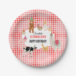 Plato De Papel Animales de Fiesta Granja Zoo Cumpleaños Niños