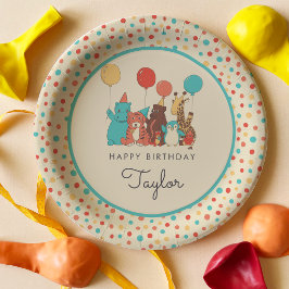 Plato De Papel Animales de Fiesta Tigre, Pingüino, Cumpleaños de