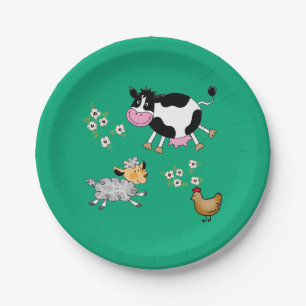 Plato De Papel animales de granja