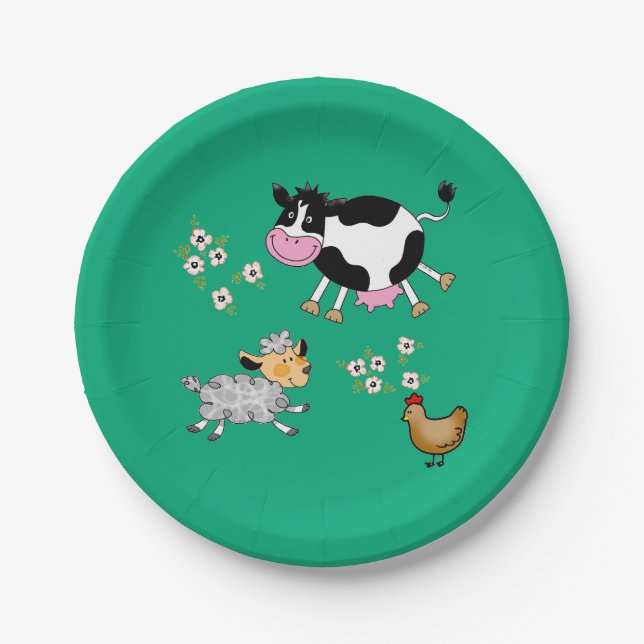 Plato De Papel animales de granja (Anverso)