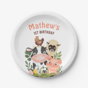 Plato De Papel Animales de granja Barnyard 12º cumpleaños