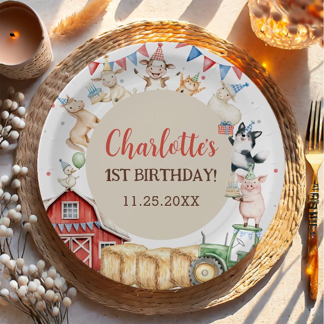 Plato De Papel Animales de granja Barnyard Cumpleaños 1 (Subido por el creador)