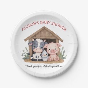 Plato De Papel Animales de granja de cerdo Baby Shower de vaca