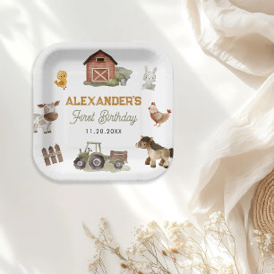 Plato De Papel Animales de granja Fiesta de cumpleaños 1