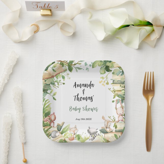 Plato De Papel Animales de Nuevo Capítulo para Baby Shower  (Boda)