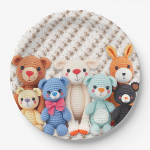 Plato De Papel Animales de peluche adorables hechos a crochet par