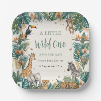 Plato De Papel Animales de Safari | Baby Shower de Selva Tropical