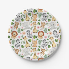 Plato De Papel Animales de Safari Cute
