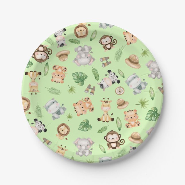 Plato De Papel Animales de Safari de la Jungla (Anverso)