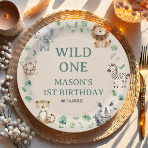 Plato De Papel Animales de Safari de la Jungla Salvaje Cumpleaños
