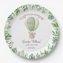 Plato De Papel Animales de Safari en globo aerostático ducha de b