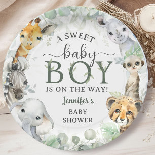Plato De Papel Animales de Safari en la Jungla Cumpleaños de Niño