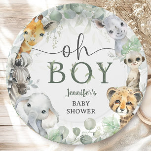 Plato De Papel Animales de Safari en la Jungla para Baby Shower O