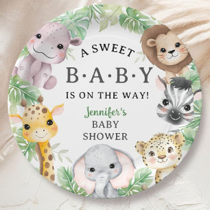 Plato De Papel Animales de Safari para Baby Shower Jungla Género