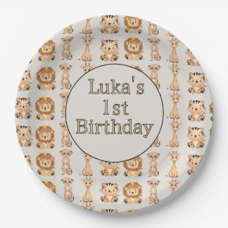 Plato De Papel Animales de Safari para bebés