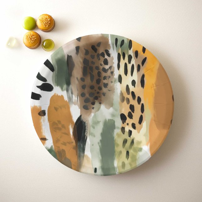 Plato De Papel Animales de Safari para las impresiones Resumen de (Safari Textures and Patterns Wild Animal Fur Prints Cool Paper Plates )