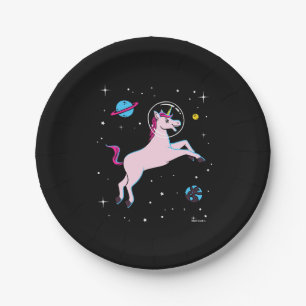 Plato De Papel Animales De Unicornio En El Espacio